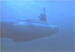 進水中の潜水艦