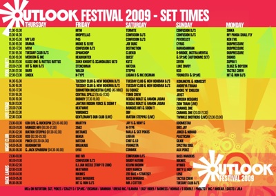 OUTLOOK 2009 timetable