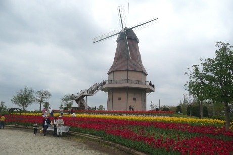 園内のオランダの風車