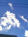 電線にからまる雲